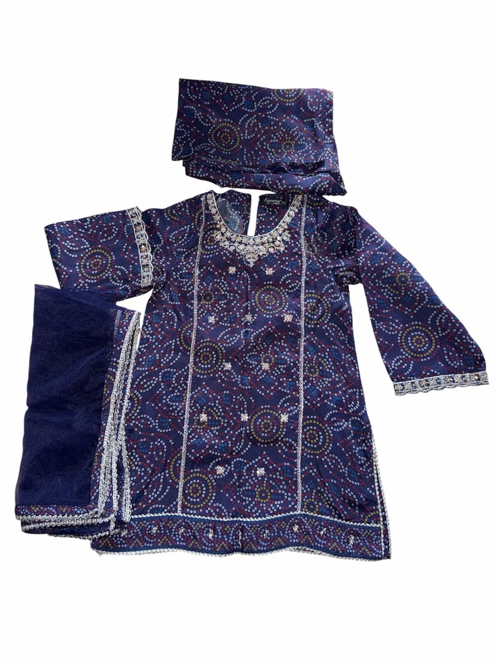 Navy Blue Embroidered Traditional Tunic Set